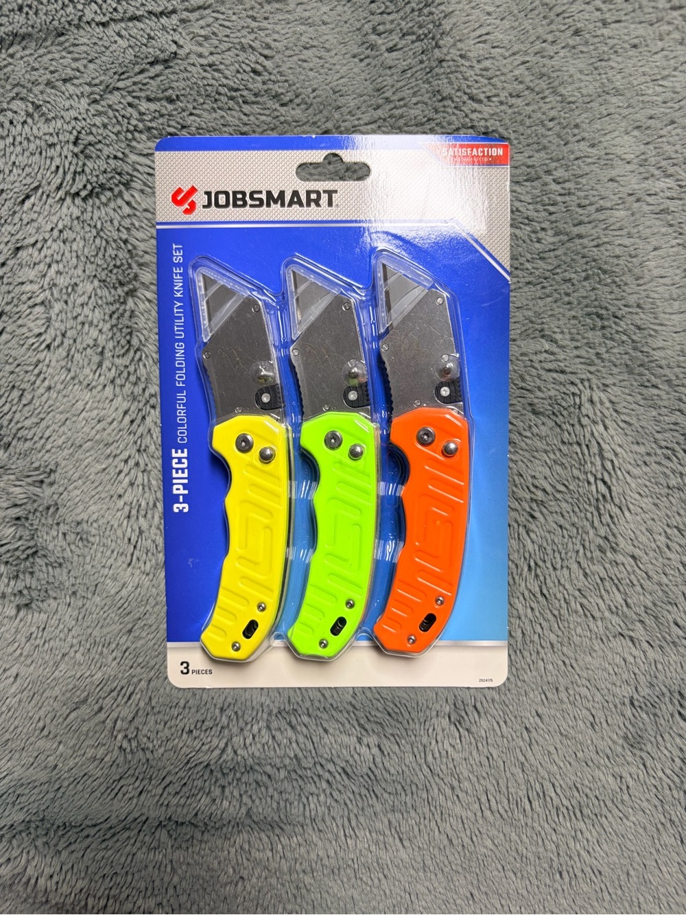 3-Piece Folding Utility Knife Set - Yellow, Green, Orange